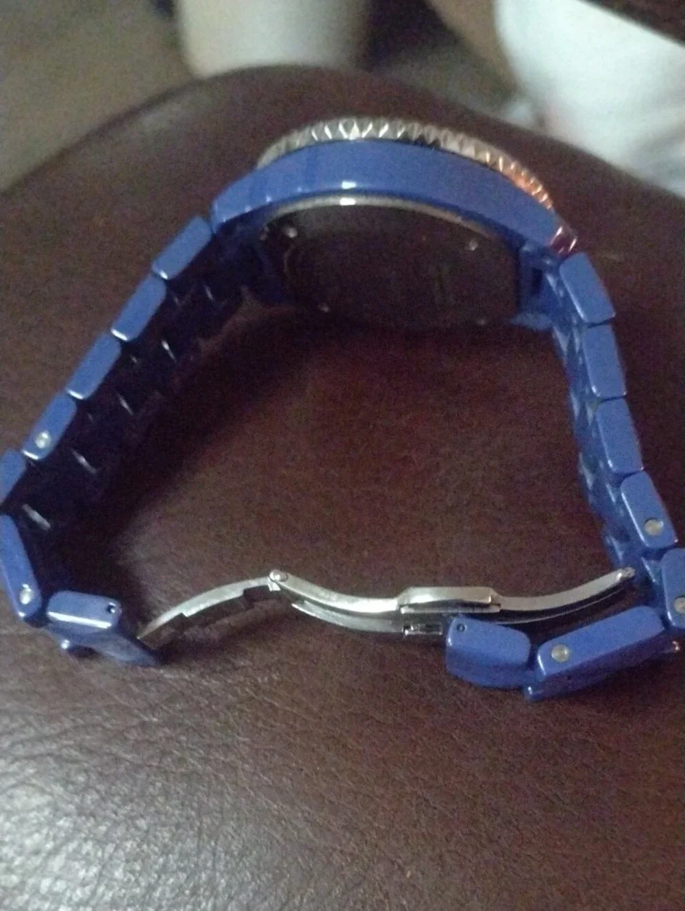Adrienne Blue Ceramic Watch with Crystal Accents